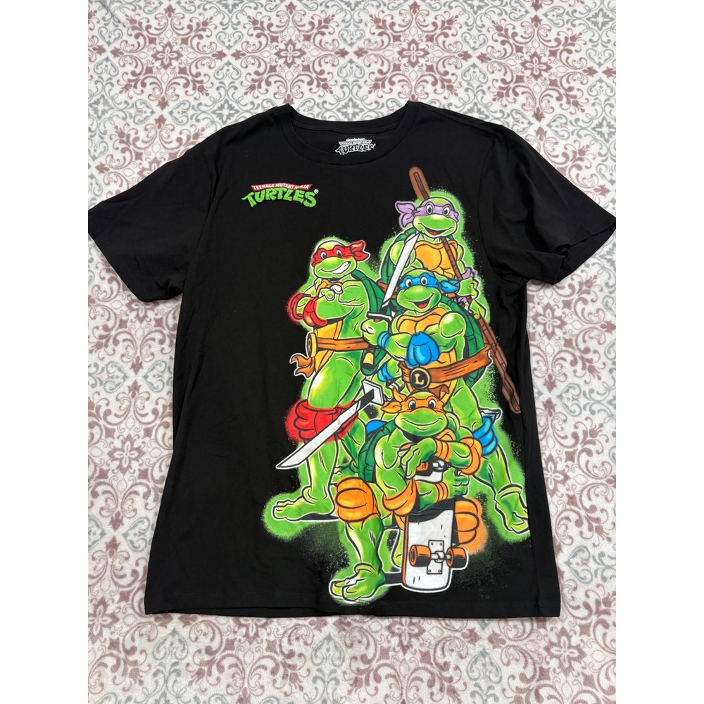Nickelodeon Teenage Mutant Ninja Turtles TMNT Black Graphic T-Shirt Mens Large